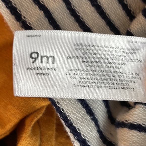 Carter’s Infant 9M Girl’s Striped Tee & Slub Pant Set - Picture 8 of 12